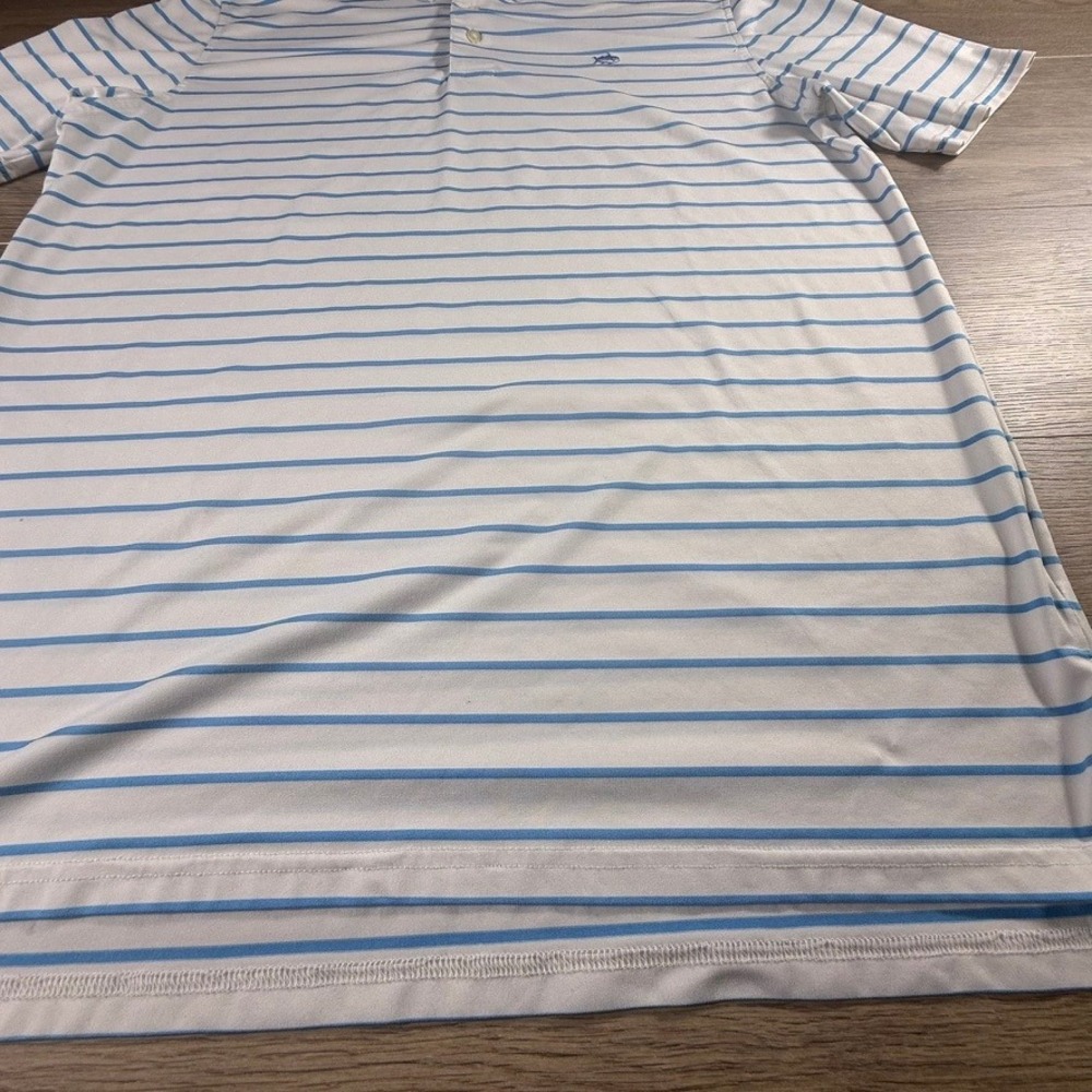 Southern Tide Club Mens Large Blue White Striped Performance Polo Shirt Golf - Picture 12 of 16